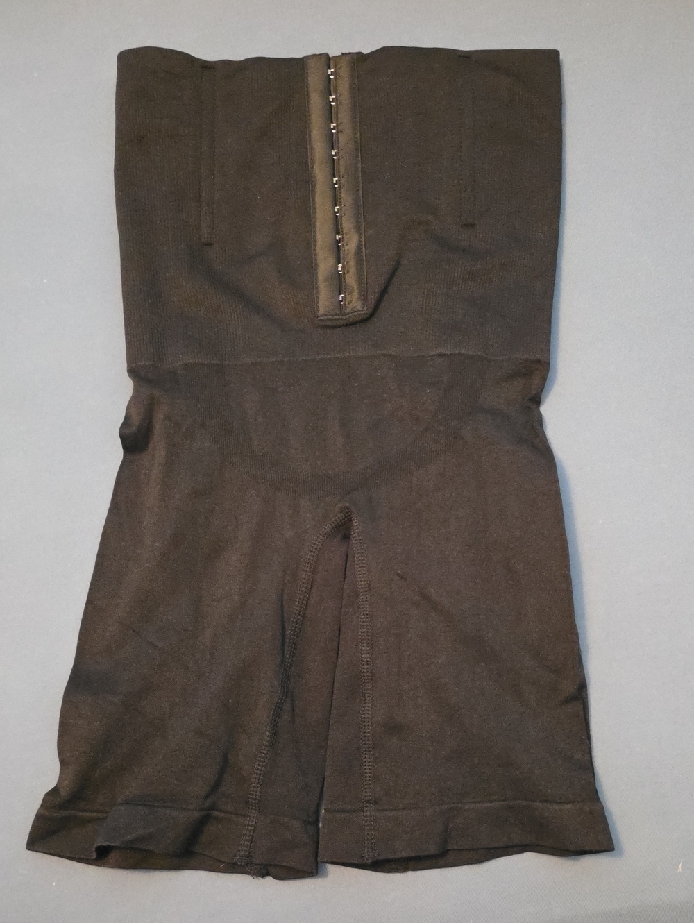 High-Waist Black Shaping Shorts with Front Hook Closure